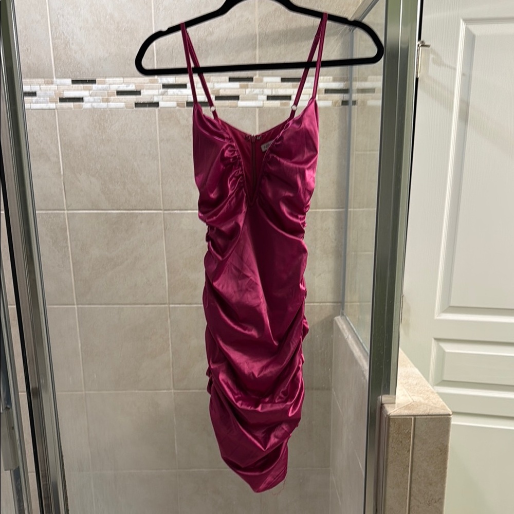 Fashion Nova -Fuchsia Ruched Dress- Size XSmall